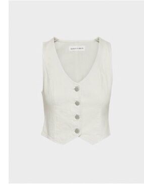 Aritzia Cream Button-Front Cropped Tank Vest